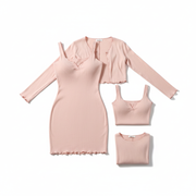 set pink jacket and dress back view