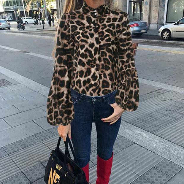 Leopard long sleeve blouse perfect for any occasion