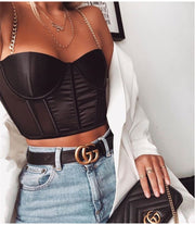 Sexy Bustier Crop Top Gold Chain Accesory