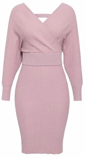 Sexy v-neck women knitted skirt suits
